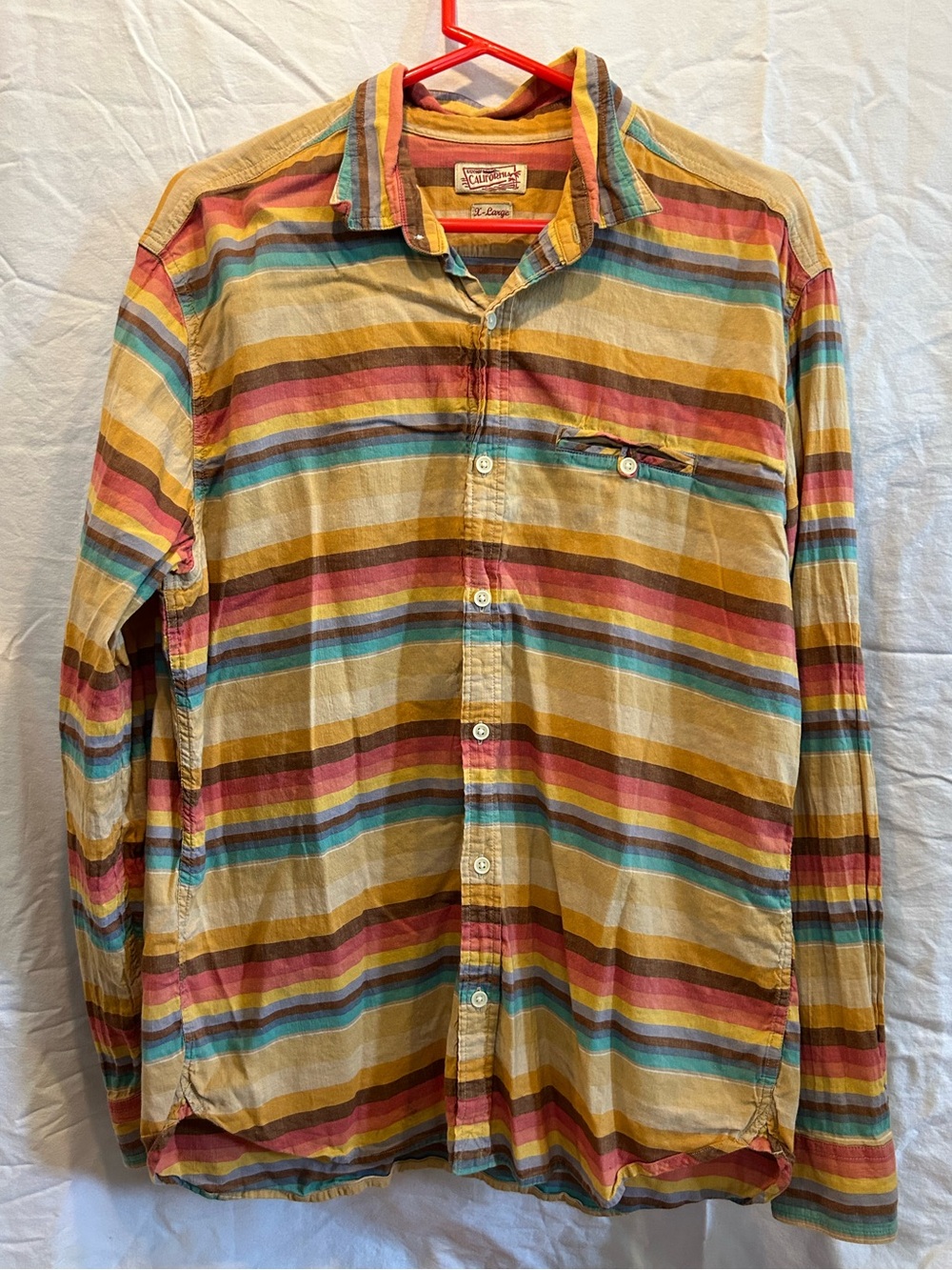Lucky Brand California Striped Multi-Color Button-Up Shirt